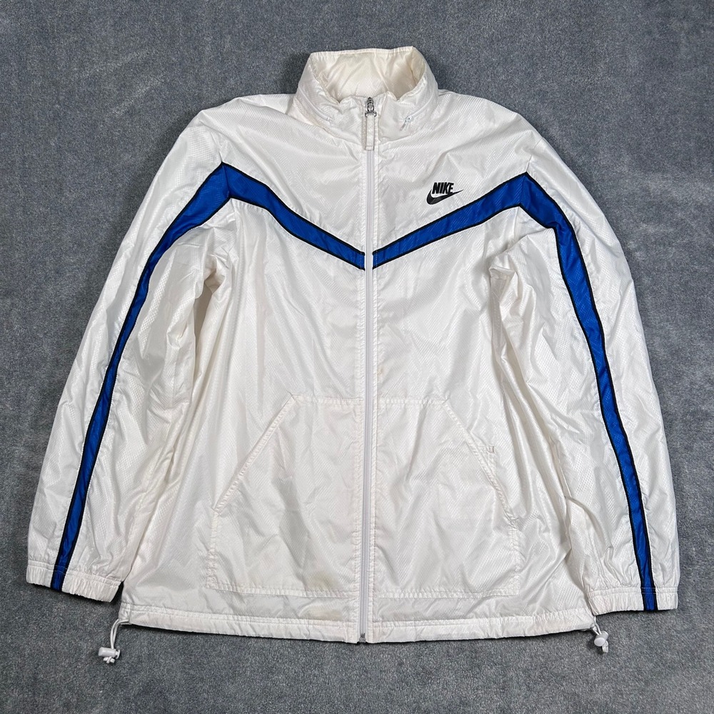 Nike Windrunner Windbreaker Jacket White Blue XL Mens Mesh Lined Zip